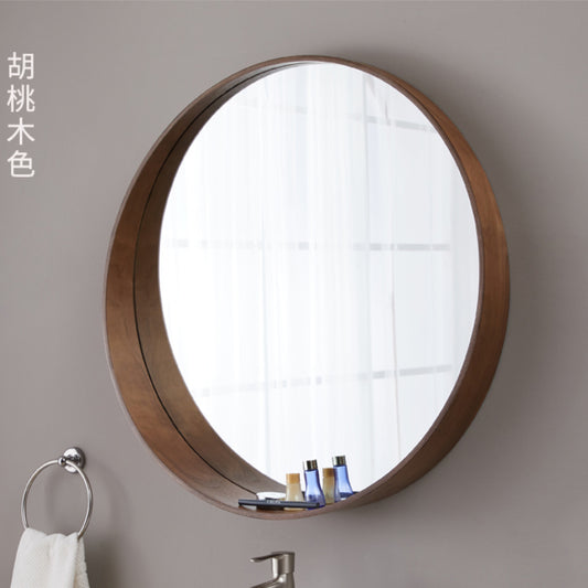 實木框圓形浴室掛鏡 寬底款