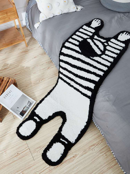 創意黑白人物 植絨防滑不規則地毯