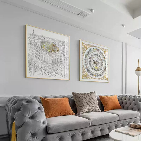 巴黎藝術絲巾手稿 印刷版畫