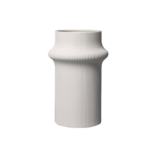 陶瓷白色竹節豎紋花器