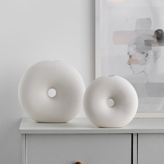 法式侘寂風陶瓷圓形小花器