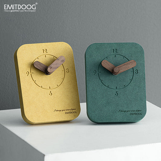 EMITDOOG 胡桃木指針簡約設計款座鐘書桌擺件裝飾品