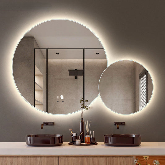 雙圓形子母款無框浴室LED燈鏡