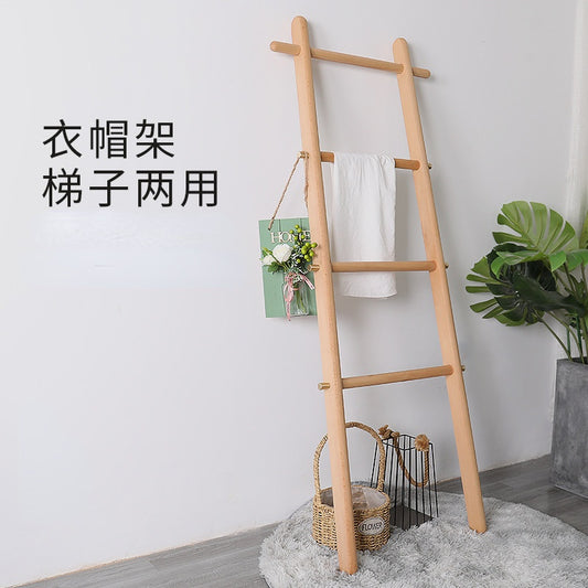 日常衣服好整理 梯型實木衣帽架