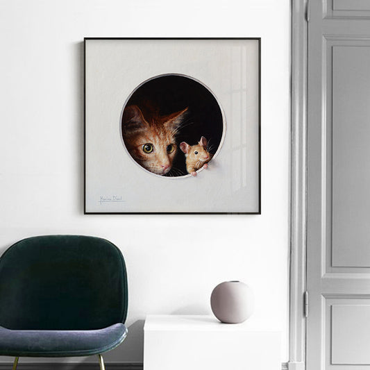 復古寫真風格 貓咪掛畫
