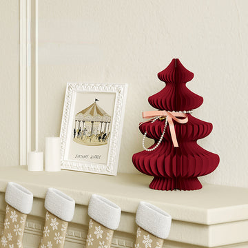 珍珠蝴蝶結典雅風琴紙製聖誕樹