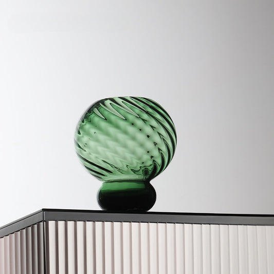 優雅綠色造型波紋玻璃花器