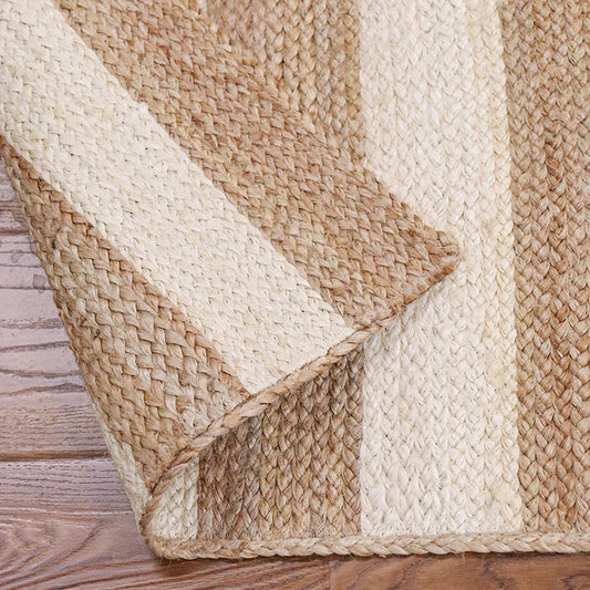 簡約自然 手工編織黃麻條紋地毯