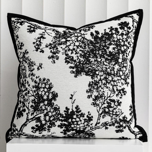 黑白生活 雪尼爾刺繡抱枕套
