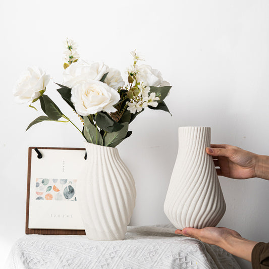 素境流形｜旋紋立體陶瓷花瓶（自然風設計擺設｜單件/雙件組）