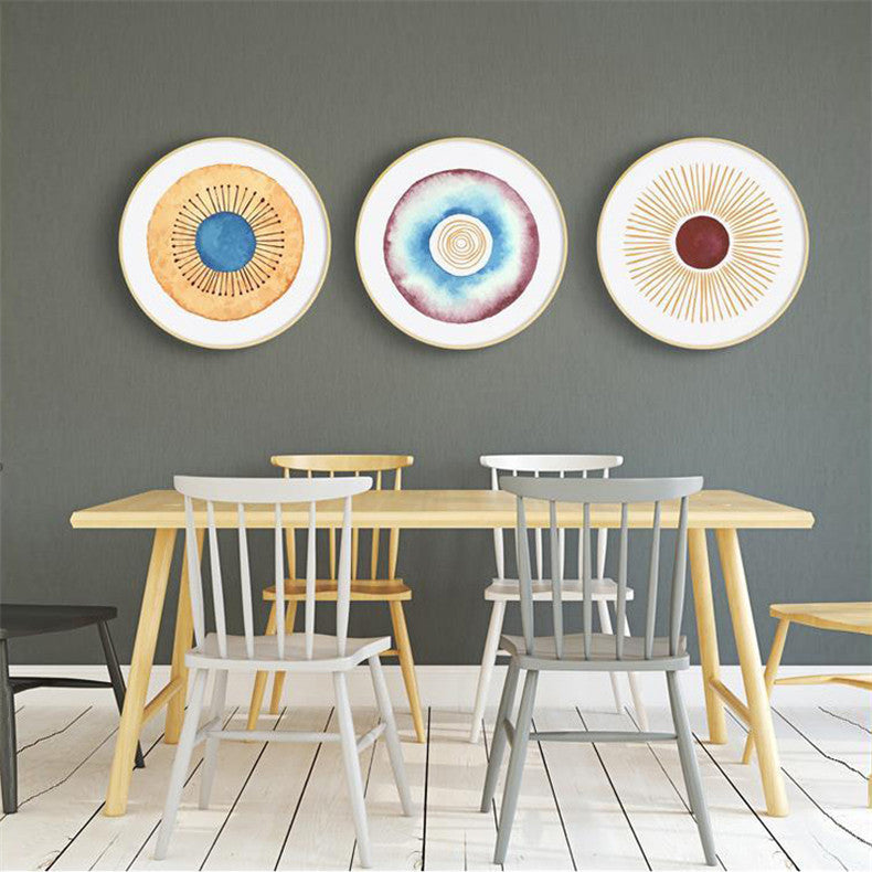 圓形實木裝飾畫-客廳餐廳傢俱文藝風格掛畫