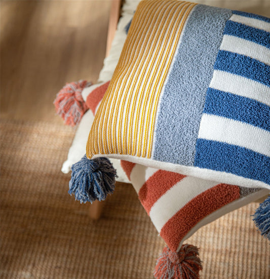 彩色針織拼接條紋抱枕套 45x45cm 創意家居飾品 佈置房間室內設計客廳裝潢