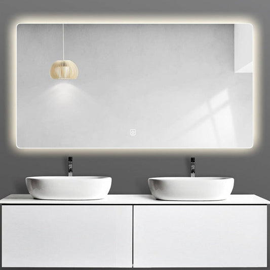 浴室方型圓角無框智能燈鏡除霧鏡