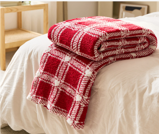 保暖家居 美式格紋絨面沙發毯蓋毯