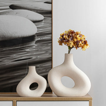 陶瓷鏤空圓圈創意花器擺件