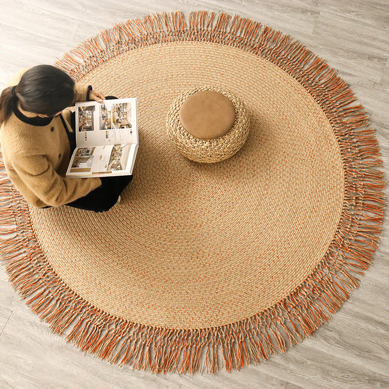 草編系列 手工編織黃麻流蘇圓形地毯
