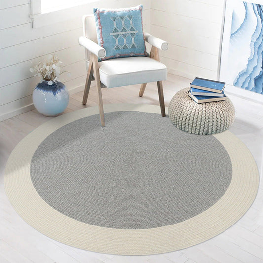 羊毛手工編織 雙色地毯 橢圓/圓形