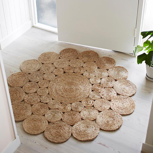草編系列 手工編織黃麻文藝造型地毯