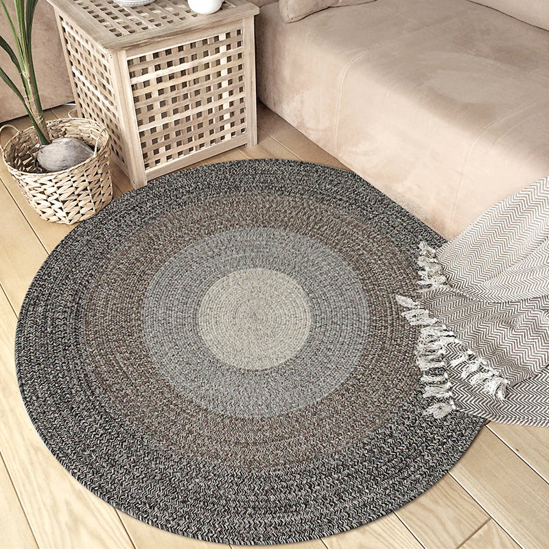 羊毛手工編織 圓環多層色地毯