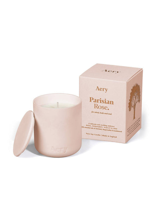 英國 Aery 巴黎玫瑰香氛蠟燭-淺粉色陶罐